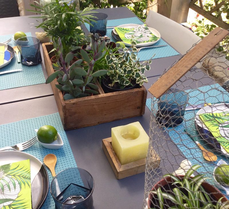 plantes table décoration terrasse dressage