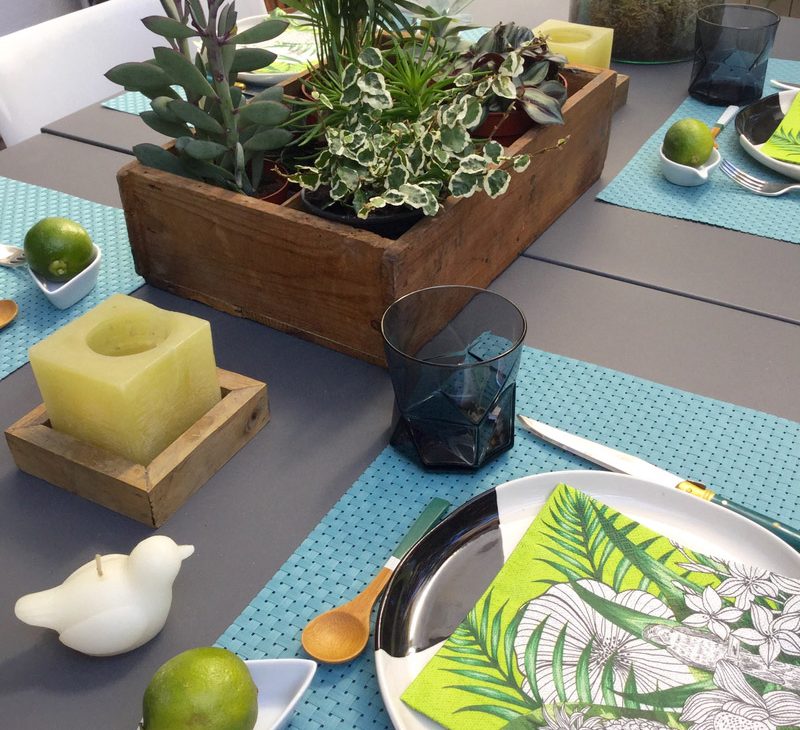 plantes table décoration terrasse vert